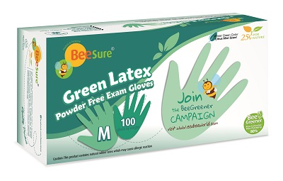 -BeeSure XS Mint PF Latex Gloves (100) - -BeeSure XS Mint PF Latex Gloves (100) - Image 1