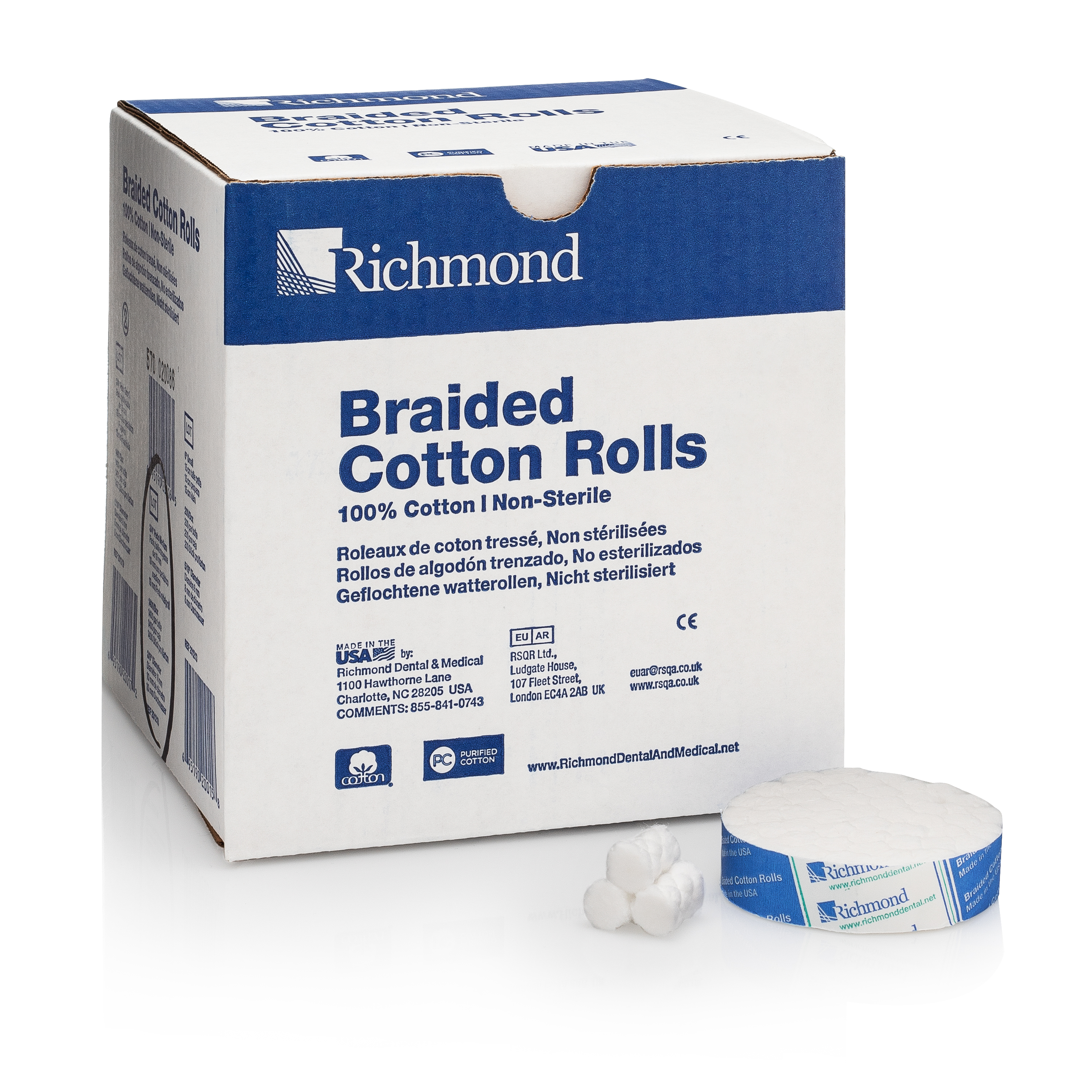 Braided Cotton Rolls 3/4” Pedo Rolls Medium Diameter 3/8” Non-Sterile Box of 1400 thumbnail 2