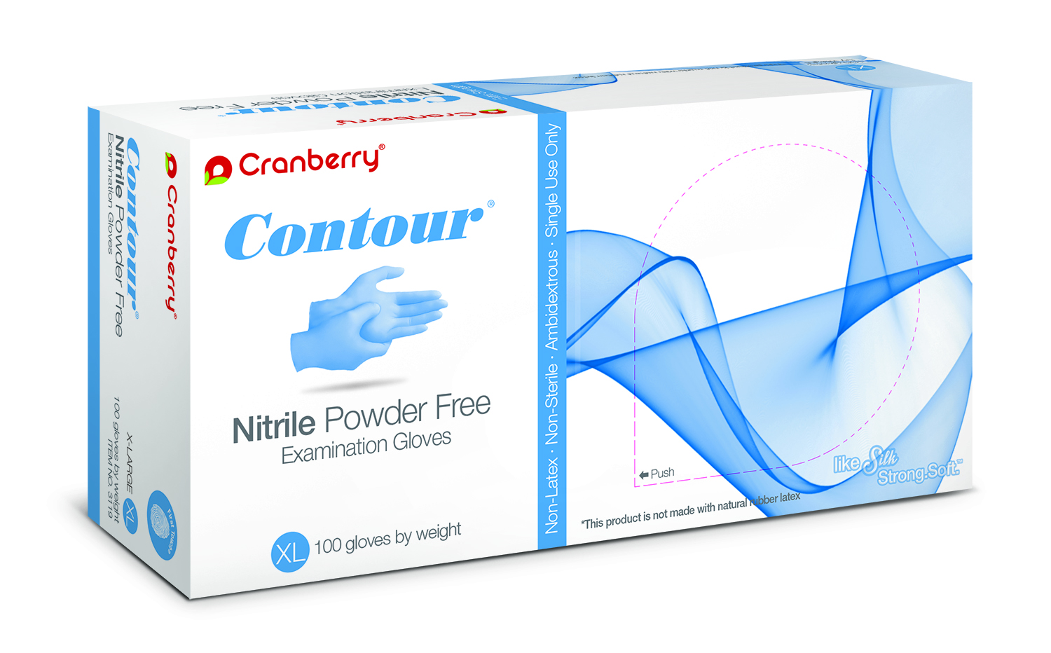 Contour Nitrile Exam Gloves X-Small Standard Blue Non-Sterile thumbnail 10