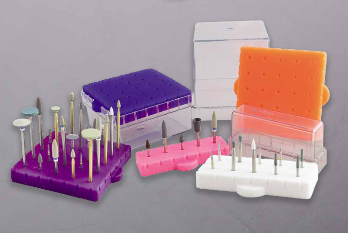 -Bur Butler 10-Hole Silicone Bur Block, Ruby Pink - -Bur Butler 10-Hole Silicone Bur Block, Ruby Pink - Image 1