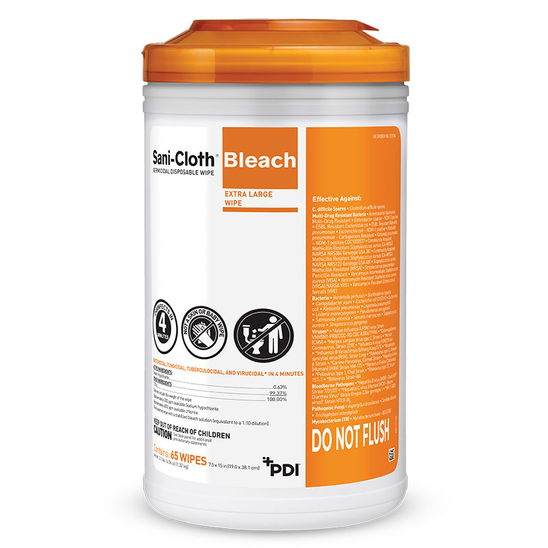 Sani-Cloth Bleach Wipes XL 7.5x15 (75) Can product image
