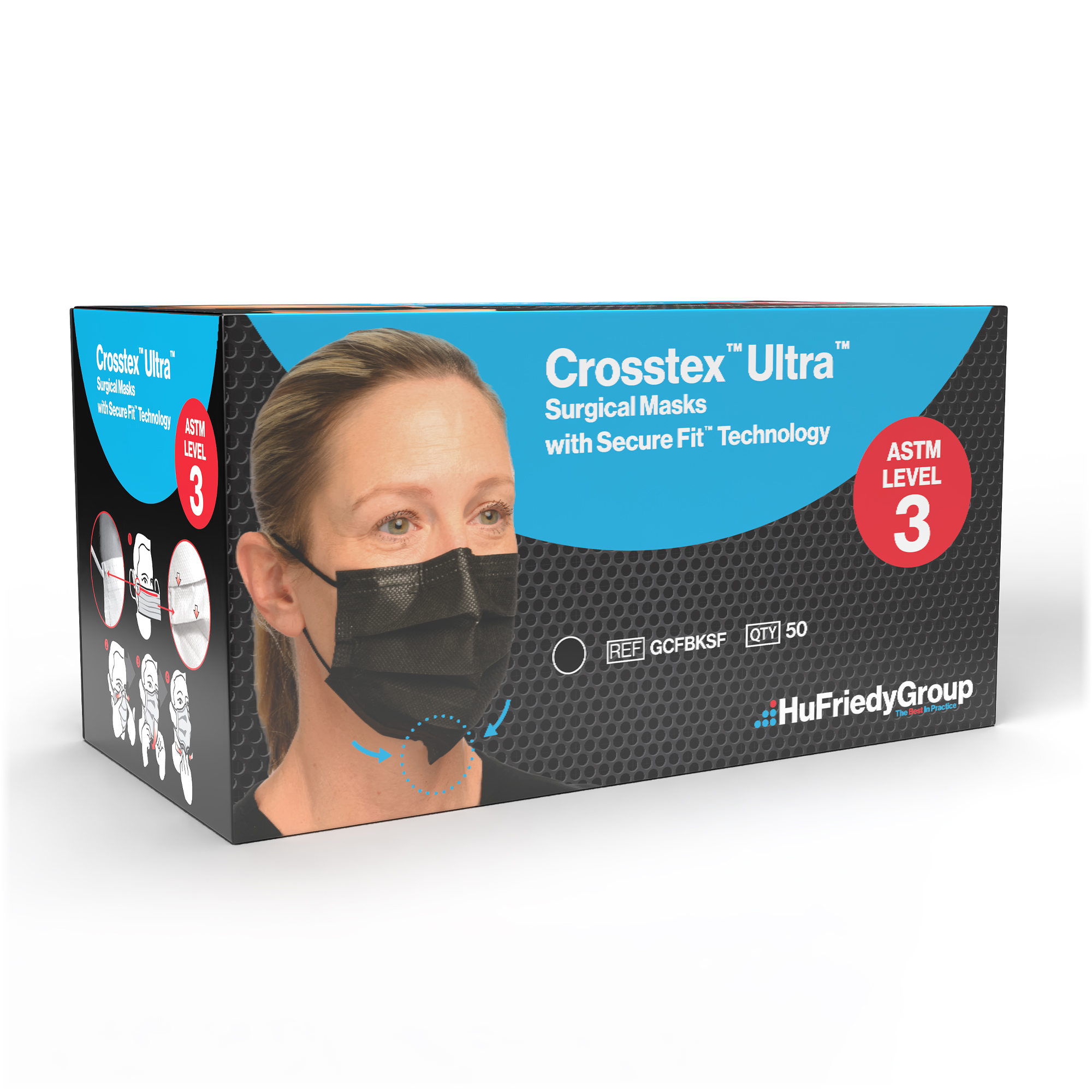 Crosstex Surgical Mask w/Secure Fit Level-3 50/Pk Black thumbnail 15