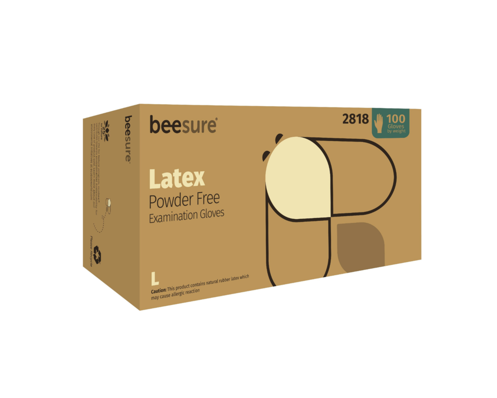BeeSure Latex Exam Gloves X-Small White Non-Sterile image
