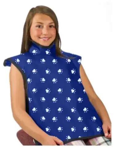 Lead Child Bib Apron w/Collar Blue Paw Print thumbnail 3