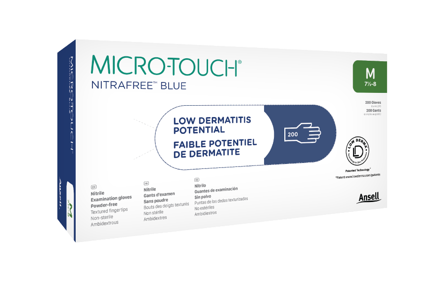 MICRO-TOUCH NitraFree Nitrile Exam Gloves X-Small Blue Non-Sterile 200/Bx thumbnail 4