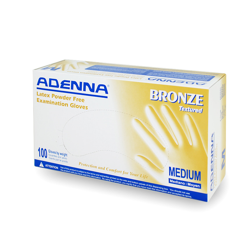 Adenna Bronze Medium Latex Exam Gloves PF, Textured, 100/box, BRZ645 thumbnail 3