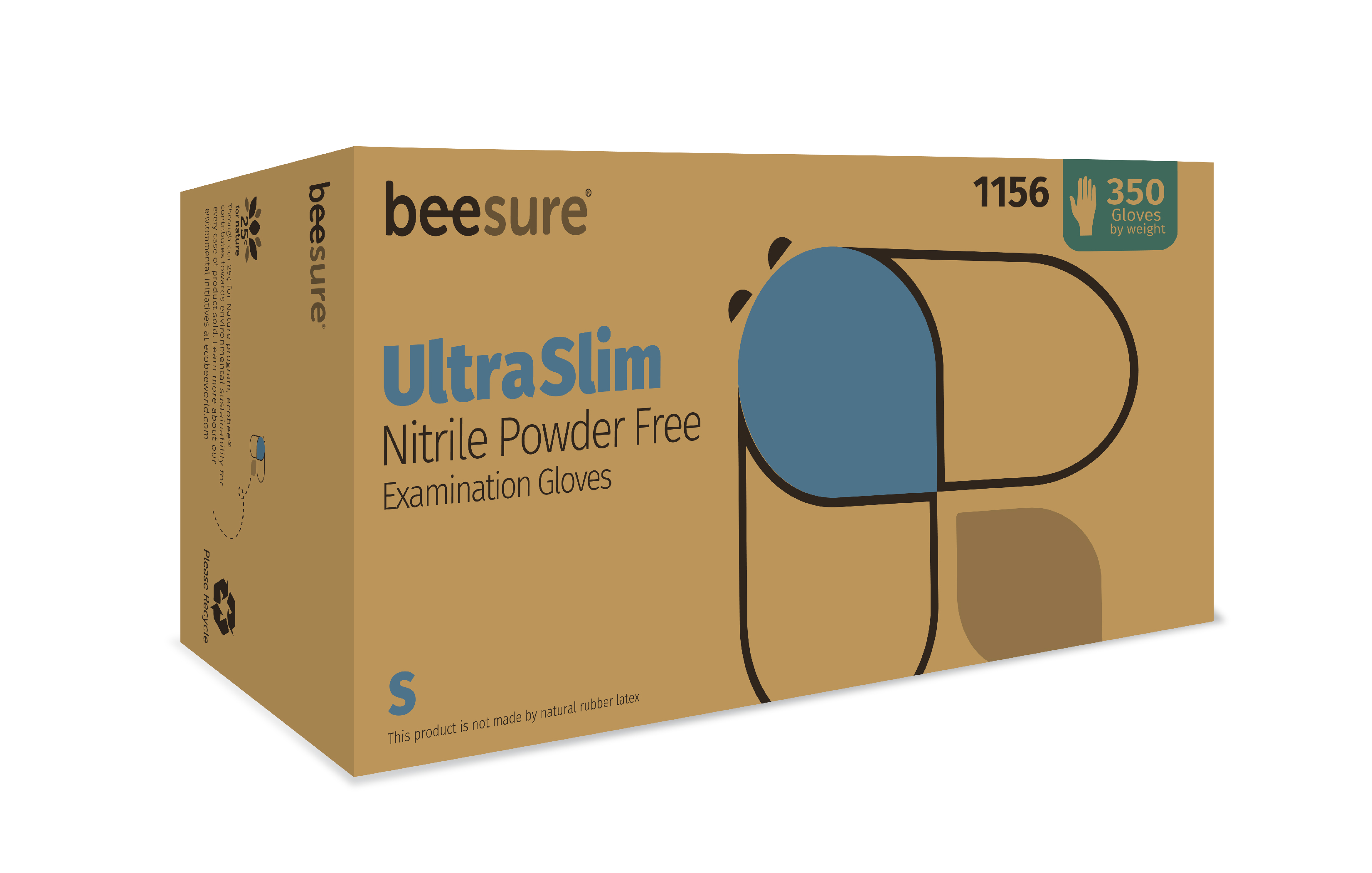 BeeSure UltraSlim Nitrile Exam Gloves Small Standard Blue Non-Sterile thumbnail 16