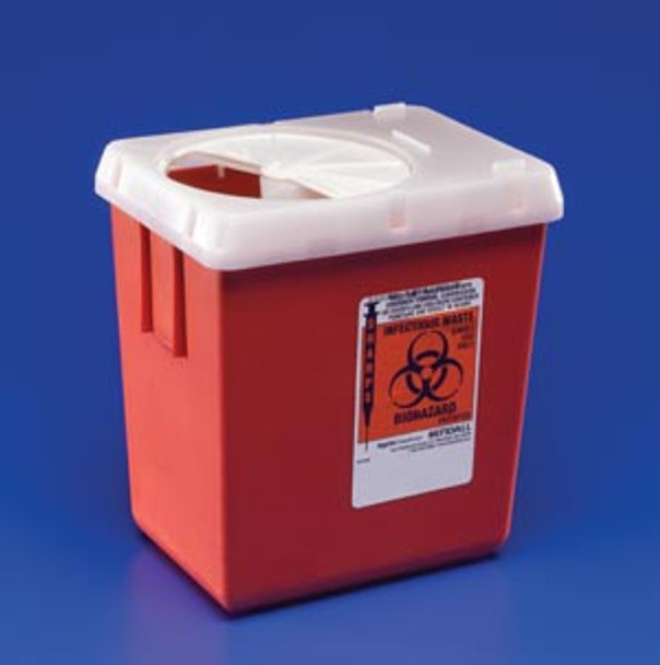 In-Room 8qt Red Sharps w/Auto-Drop Lid - In-Room 8qt Red Sharps w/Auto-Drop Lid - Image 1
