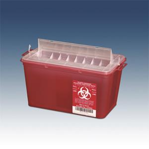 Plasti Horizontal Entry Sharps Container Red 4qt - Plasti Horizontal Entry Sharps Container Red 4qt - Image 1