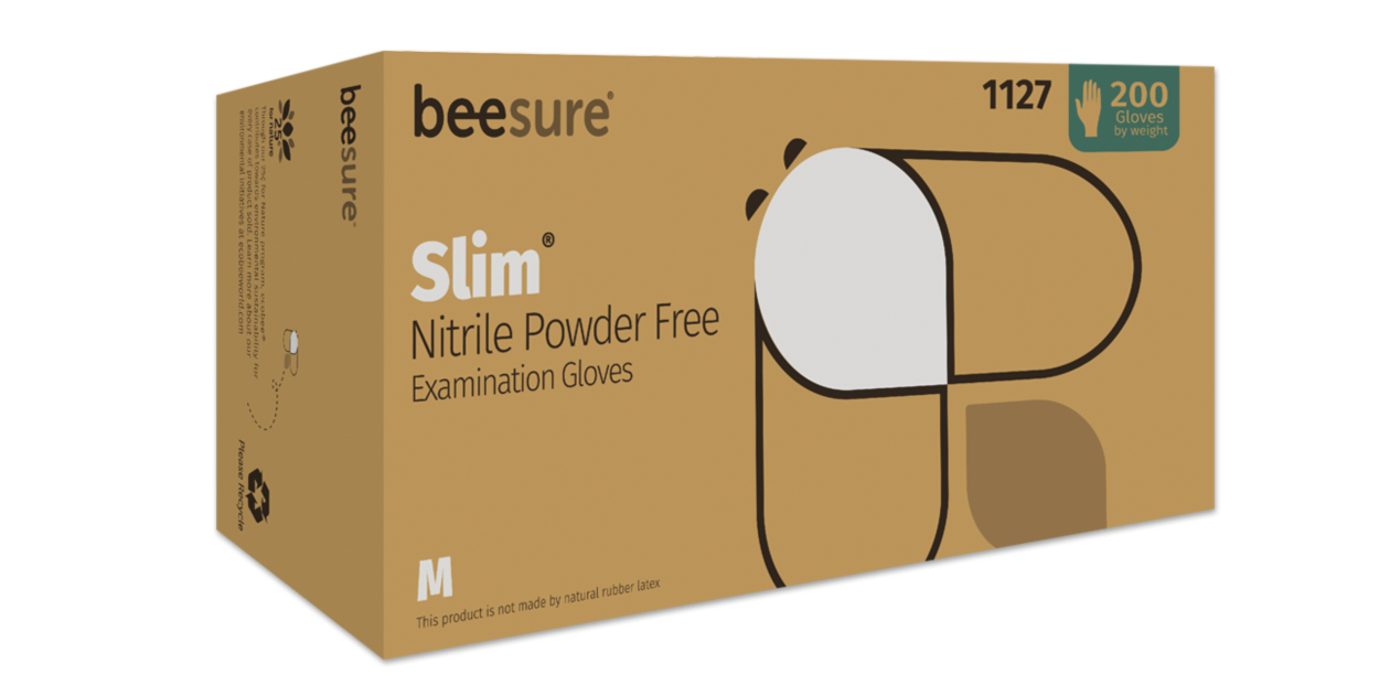 BeeSure Slim Nitrile Exam Gloves Medium White Non-Sterile thumbnail 11