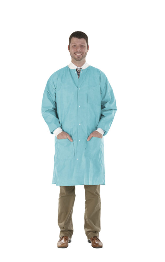 SafeWear Hi-Perform Lab Coat Tropical Teal Large 12/Pk, 8117-C image