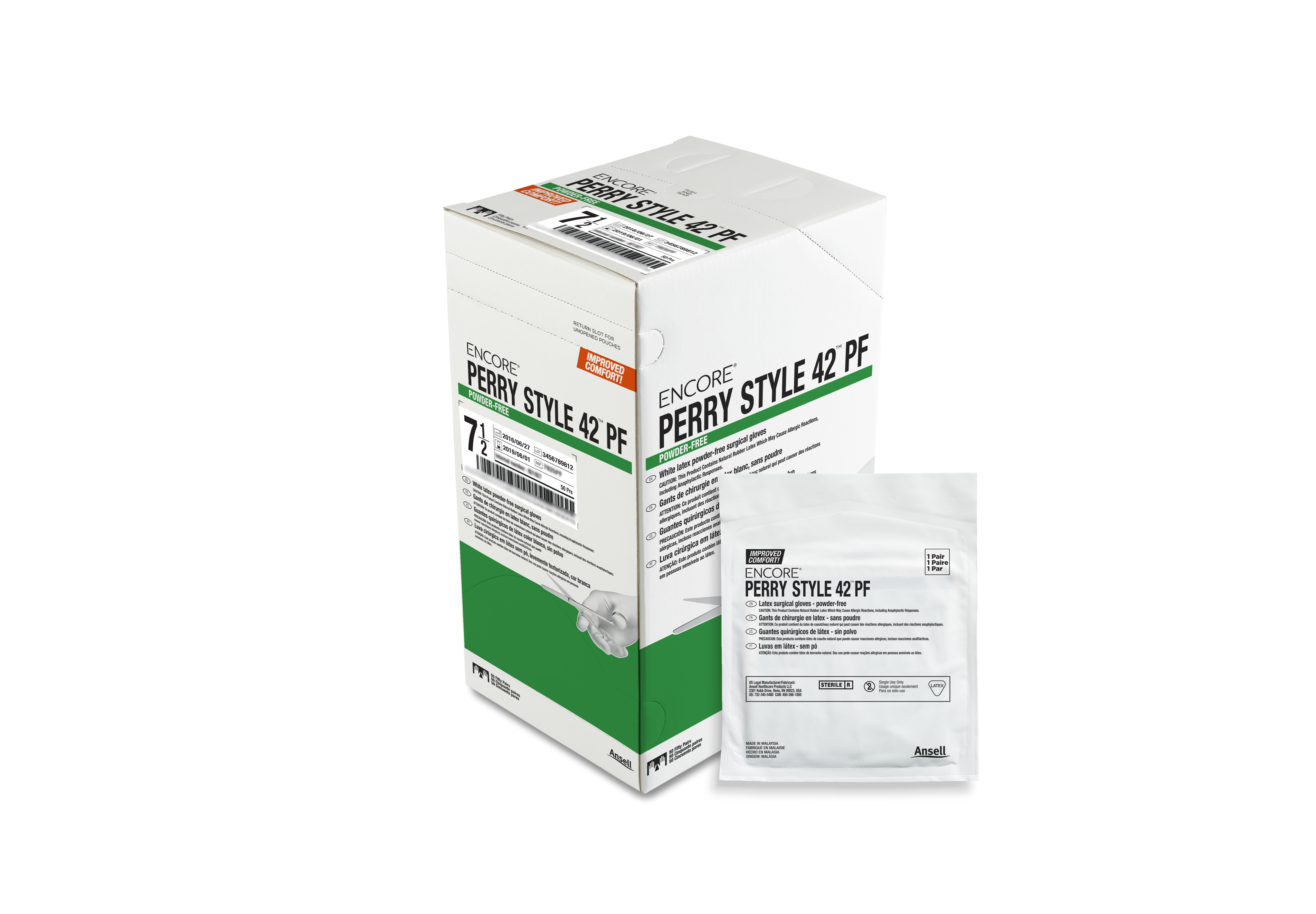 ENCORE Perry Style 42 PF Latex Surgical Gloves 6 Natural 50Pr/Bx thumbnail 10