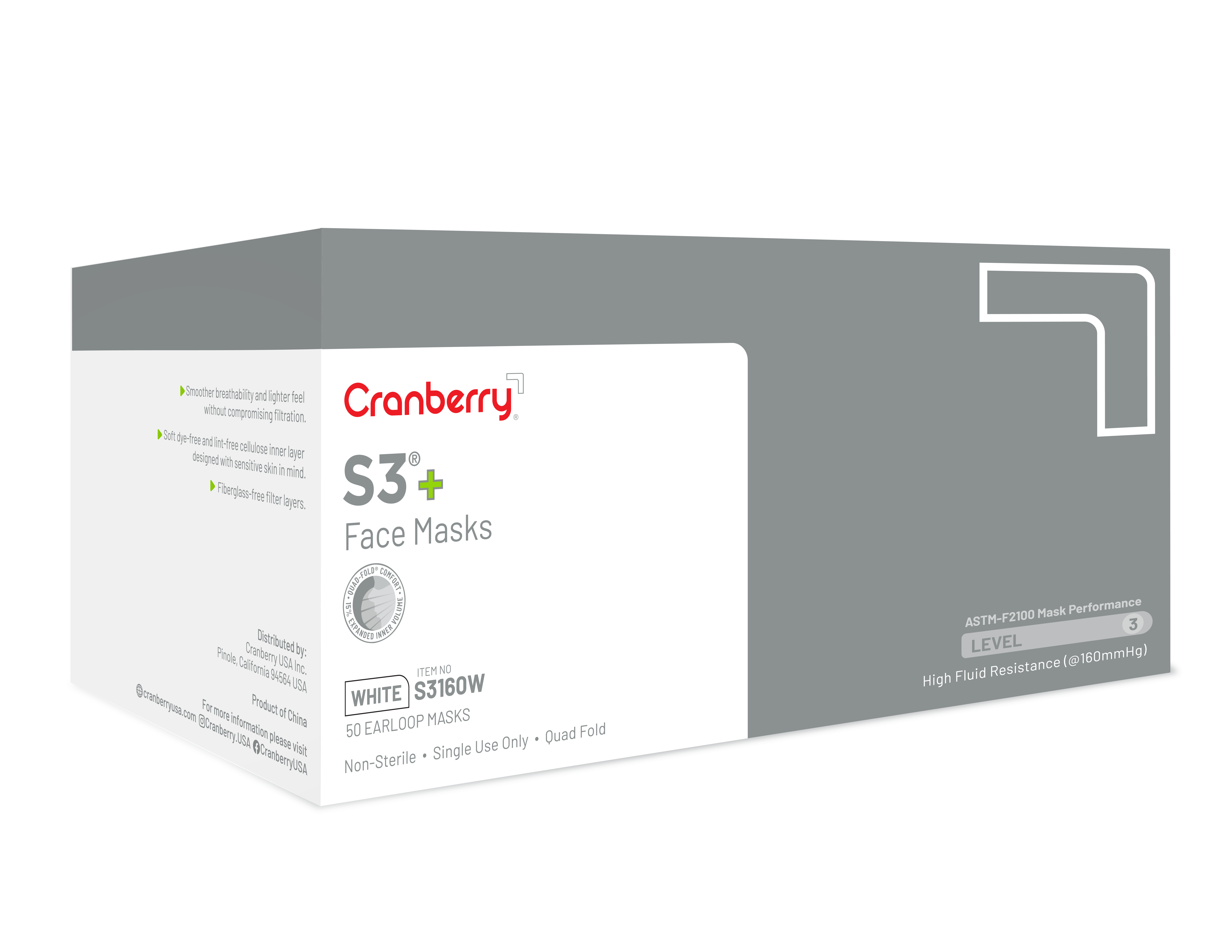 S3+ Mask ASTM Level 3 White 50/Bx thumbnail 15