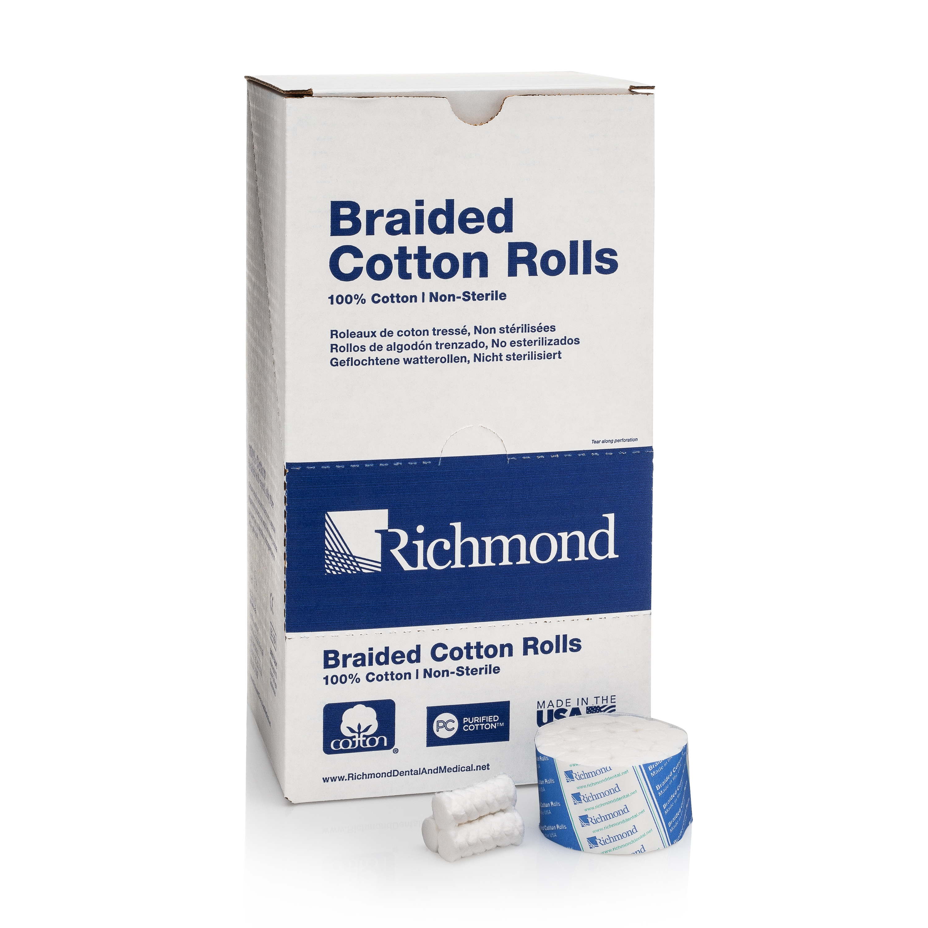 Braided Cotton Rolls, Medium, Junior Pack, 3/8" x 1 1/2", 2000/Pk, 200204 thumbnail 14