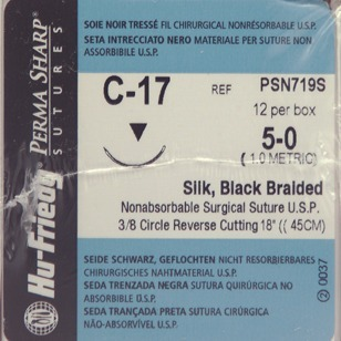 #5-0 Black Silk Suture 18" C-17 Needle 12mm Box of 12 thumbnail 10