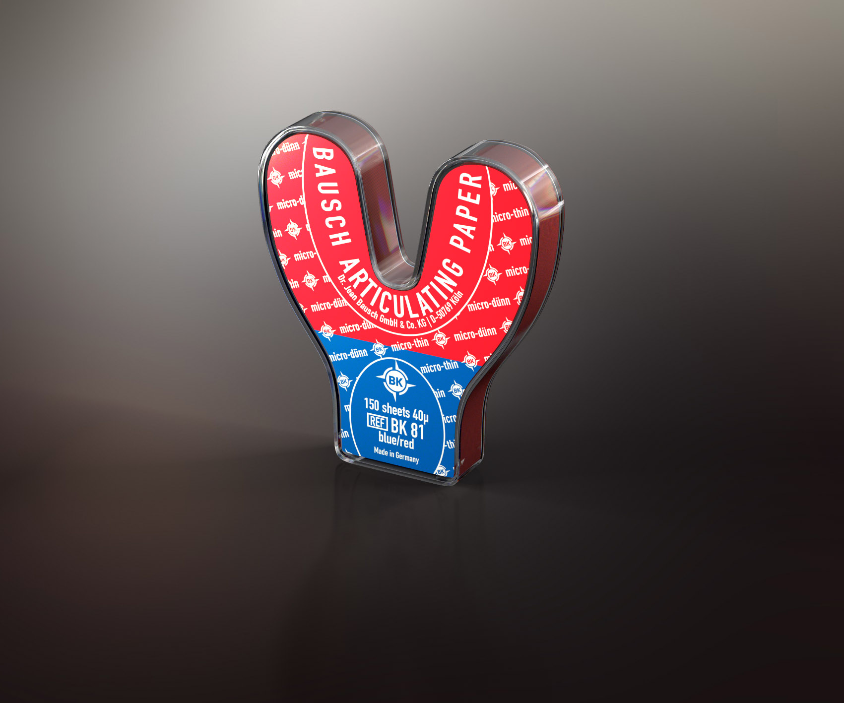 Arti-Check Micro-Thin Articulating Paper, Horseshoe, 40 microns, Blue/Red, 150/Pk, BK81 thumbnail 11