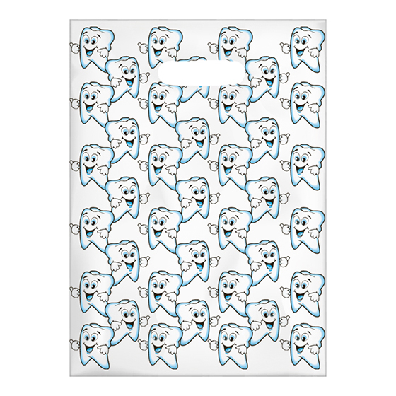 Scatter Print Bags Cute Tooth Guy 2 Sided Print Clear 100/Bx thumbnail 4