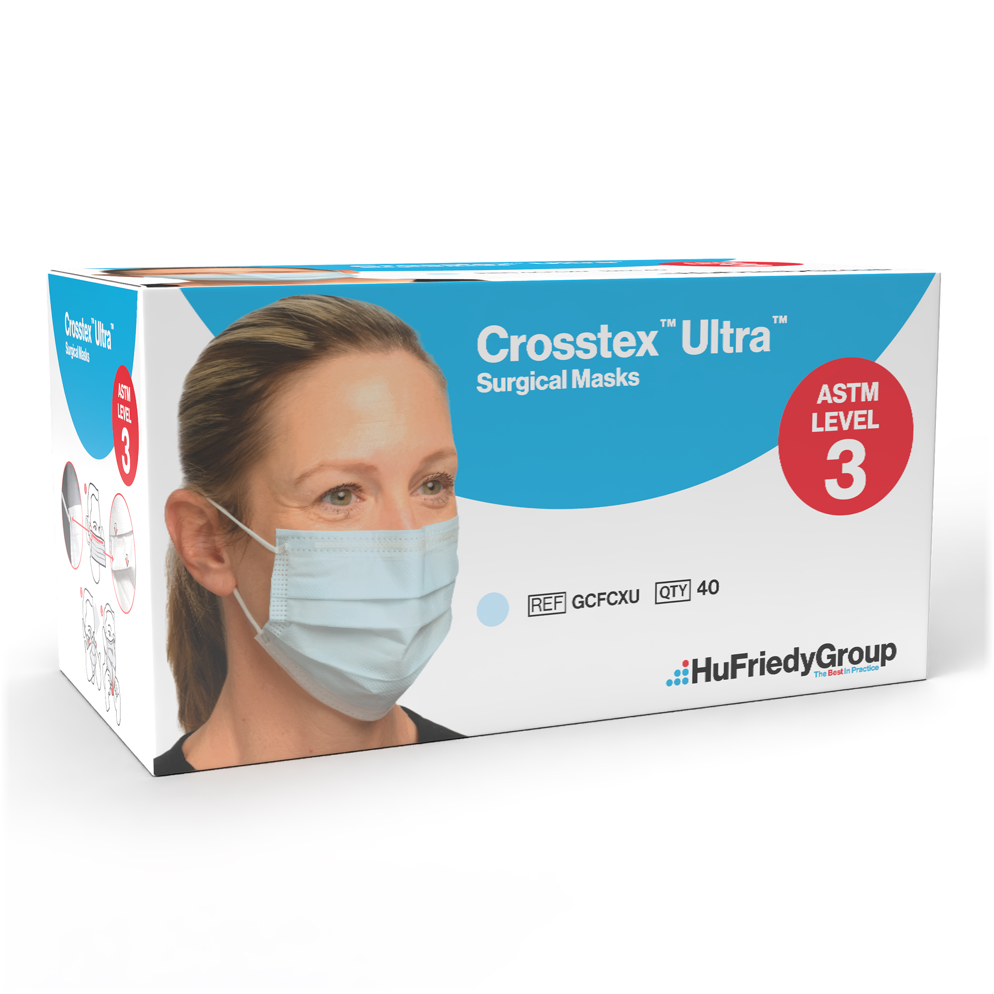 Ultra Earloop Masks with Secure Fit, ASTM Level 3, Blue, GCFCXUSF thumbnail 17