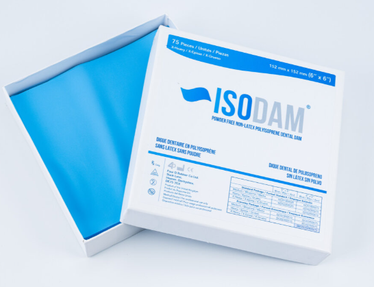Isodam Latex-Free Rubber Dam 5 in x 5 in Medium Gauge Light Blue 20/Pk product image