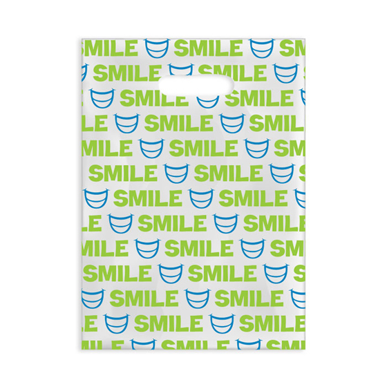Scatter Print Bags Green Smiles 2 Sided Print Clear 100/Bx thumbnail 2