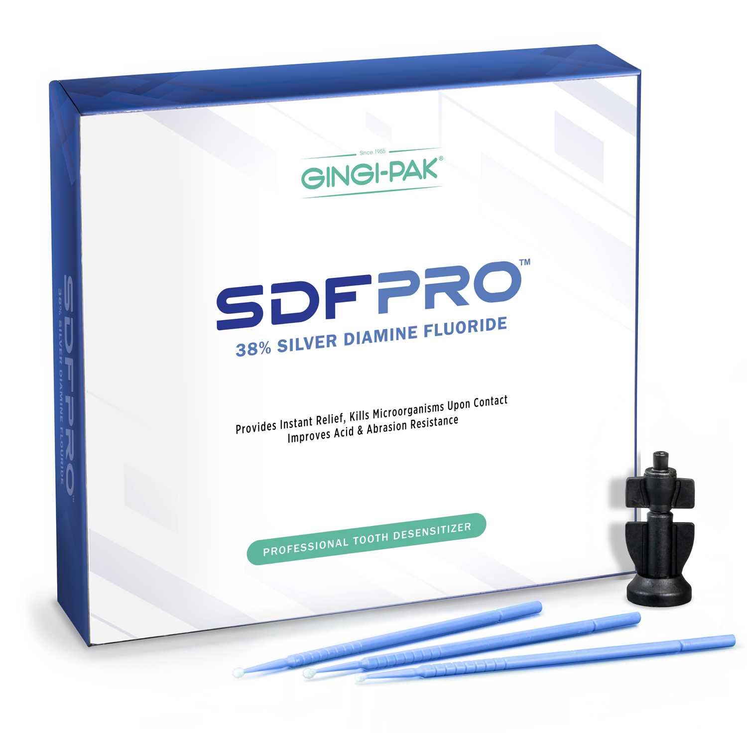 SDF Pro 38% Silver Diamine Fluoride Solution Unit Dose Kit: 30 x 0.1 mL Unit Doses x 50 Micro Applicator Tips, 73013 image