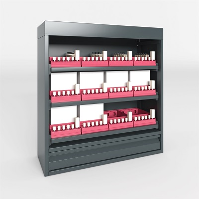 -CAD/CAM Block Locker, Large w/Neon Blue Organizers thumbnail 2