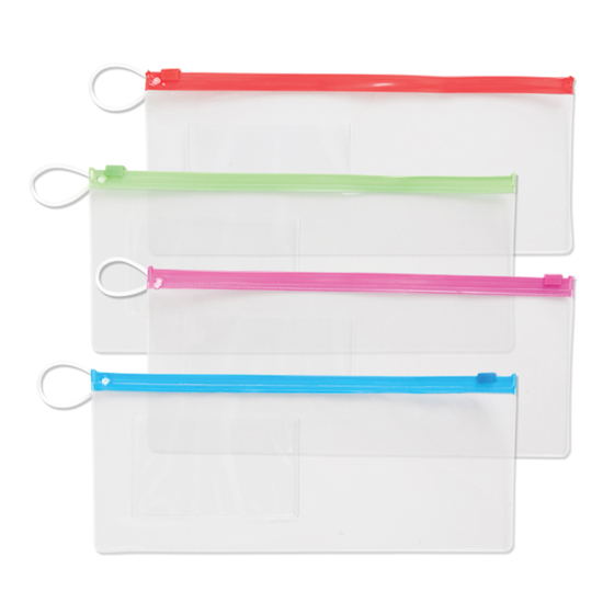 10" x 4" Vinyl Zipper Pouch Assorted Colors Pack of 144 product image