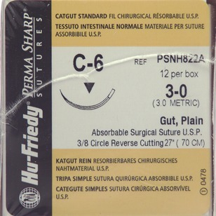 Suture Plain Gut C-6 Needle 3-0 Box of 12 thumbnail 12