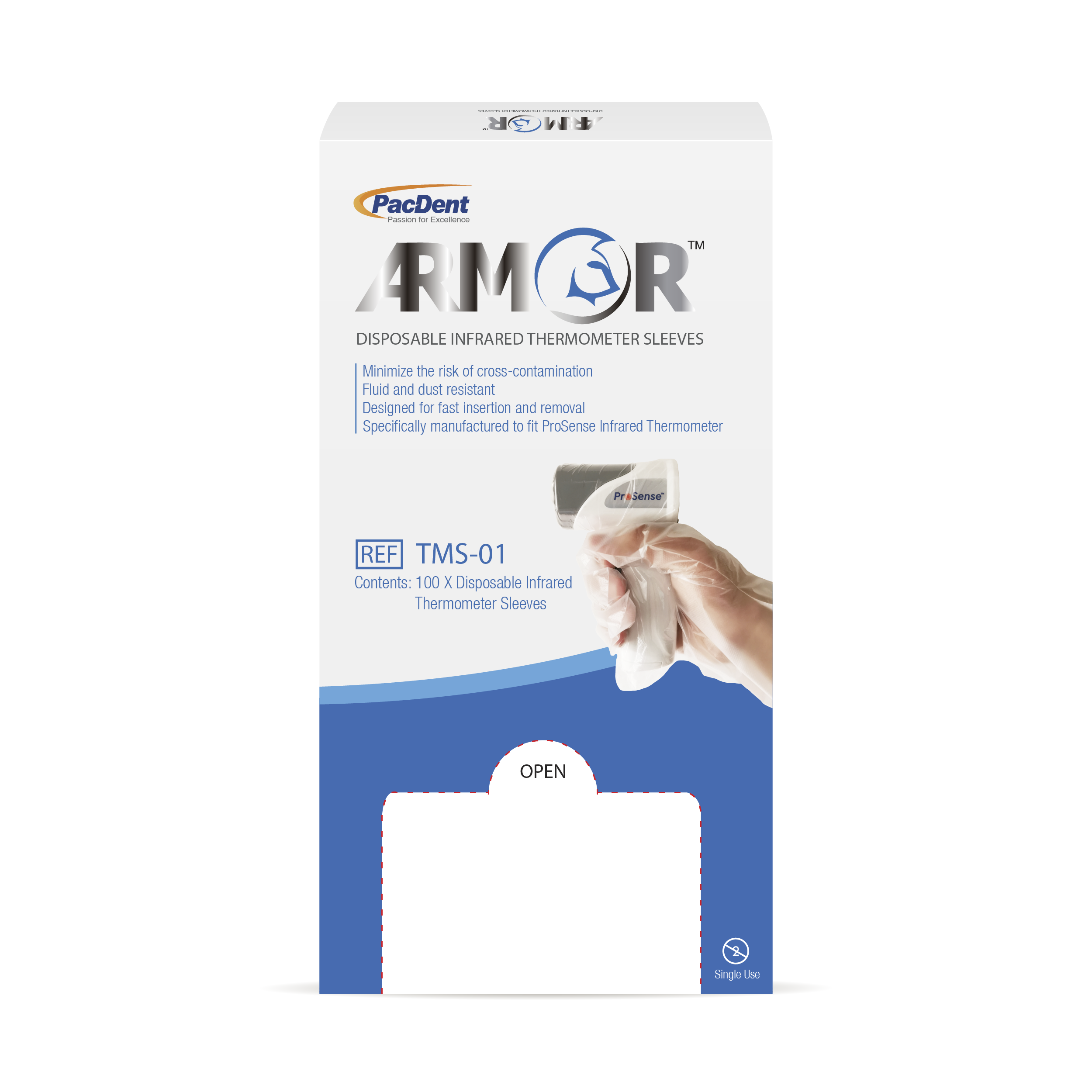 525-1063  Disposable Infrared Thermometer Sleeves, 100/Box, TMS-01 thumbnail 5