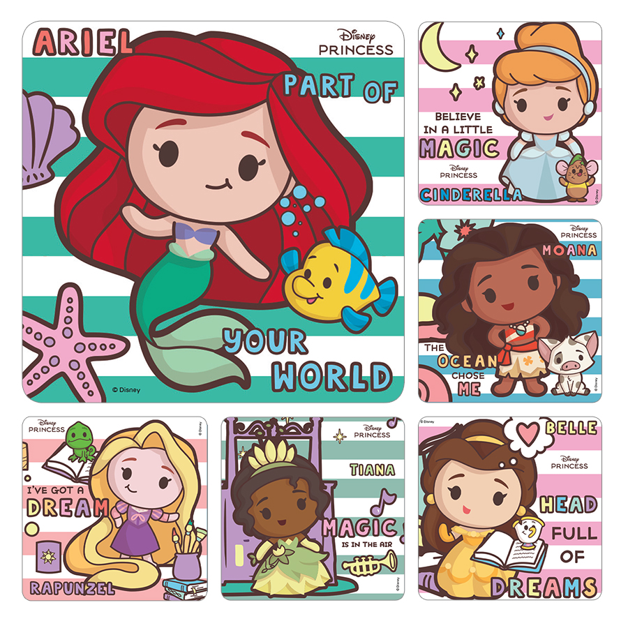 Disney Stickers Kids Princess Chibi Cartoon 100/Rl thumbnail 2