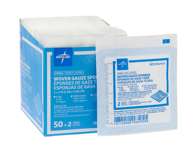 100% Cotton Woven Gauze Sponge 2x2" 8 Ply Sterile USP Type VII LF thumbnail 4