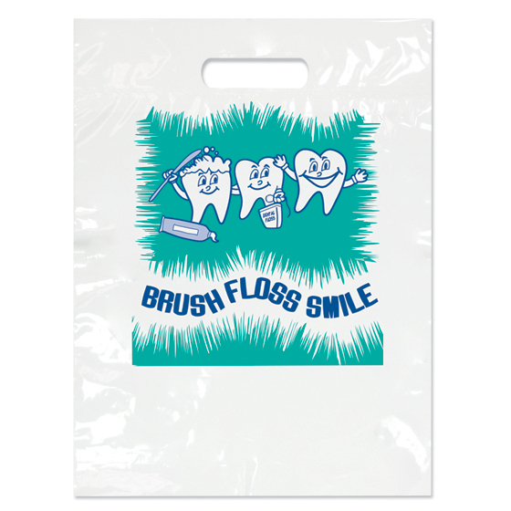 2-Color Bags Brush Floss Smile White 9 in x 13 in 100/Pk thumbnail 2