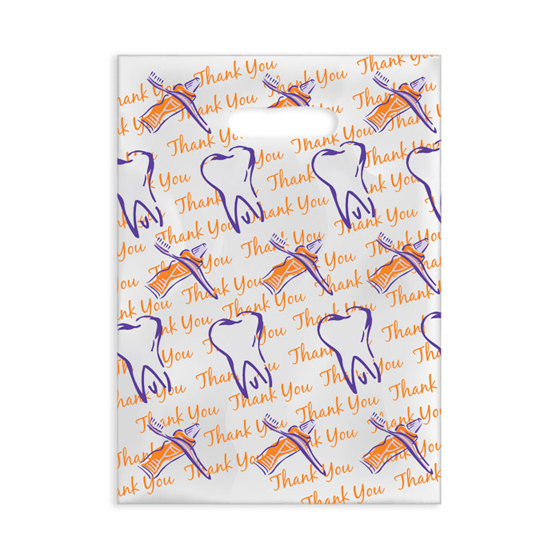 Scatter Print Bags Thank You Dental 2 Sided Print Clear 100/Bx thumbnail 2