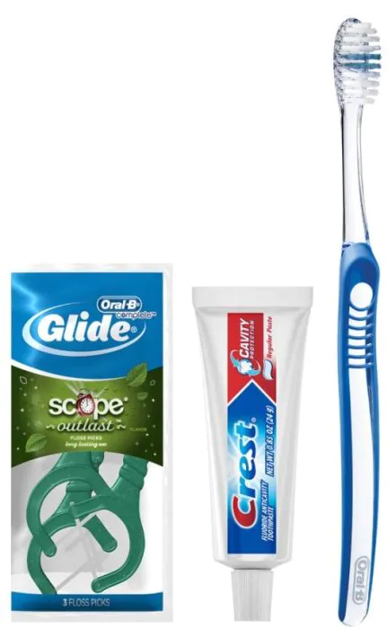 Oral-B® Indicator™ Toothbrush (35 soft); Crest® PRO-HEALTH™ Clean Mint Toothpaste (.85 oz); *Oral-B® Glide™ Plus Scope Outlast Floss Picks (3-pack Sachet); FREE Patient Sample Bags, 144 Bundles/cs  (Old #s PROC-80788665, PROC-80725938) thumbnail 6