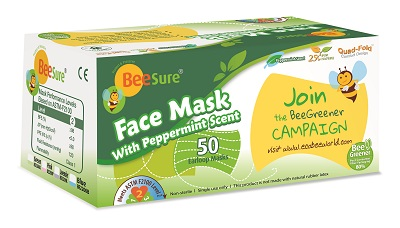 -BeeSure Lev 2 Earloop Mask Mint Pink (50) - -BeeSure Lev 2 Earloop Mask Mint Pink (50) - Image 1