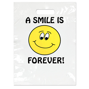 2-Color Bags Smile Forever White 9 in x 13 in 100/Pk thumbnail 2
