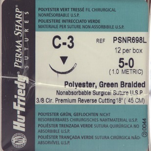Perma Sharp Suture 5-0 18" Polyester Monofilament C-3 Green 12/Bx thumbnail 7