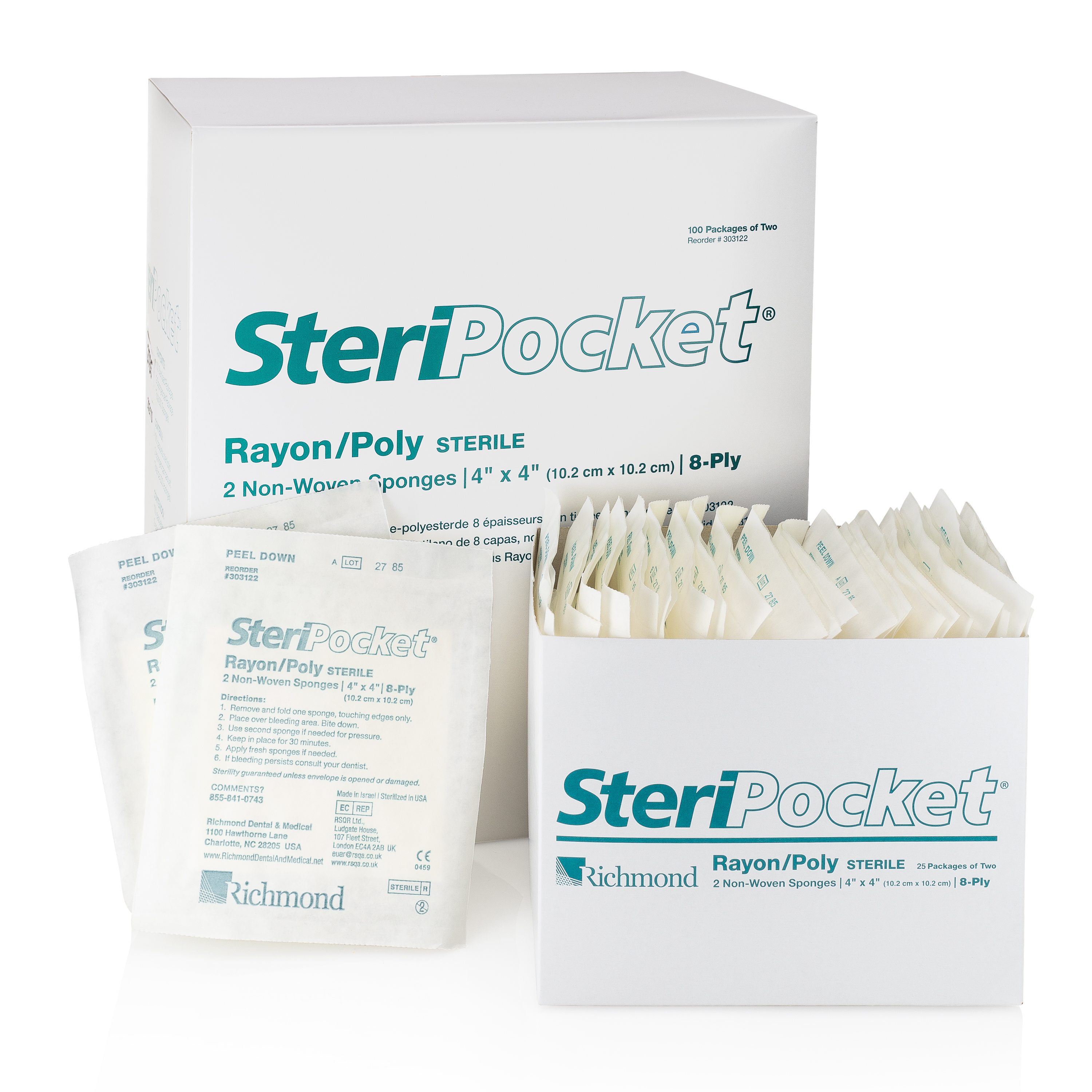 SteriPocket Rayon/Poly Non-Woven Sponges, Sterile, 8-Ply, 4" x 4", 100/Box x 2/Pk thumbnail 9