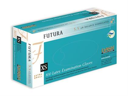 -Futura SM Latex PF Txt Teal Gloves (100) - -Futura SM Latex PF Txt Teal Gloves (100) - Image 1
