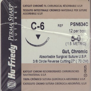 Perma Sharp Suture 5-0 Gut Chromic 27 C-6 3/8 Circle 12/Box, PSN634C thumbnail 13