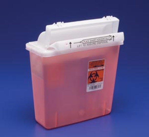In-Room 5qt Red Sharps w/Counter Balanced Lid thumbnail 3